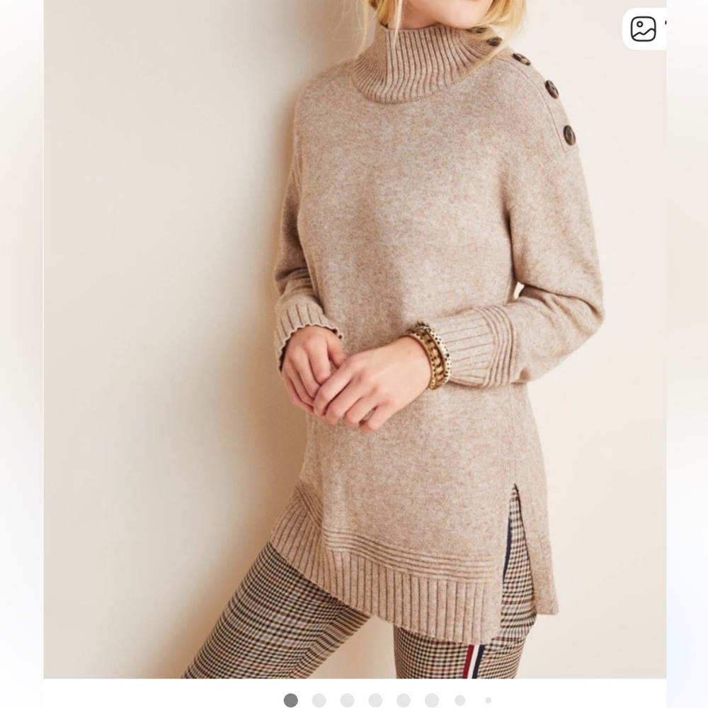 Anthropologie Margarita Tunic Sweater Taupe Mock Neck Knit
Pullover (mix19)